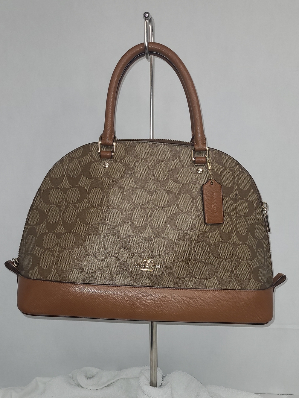 Coach Sierra Satchel in Signature Canvas with Tan Leather Trim